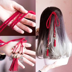Retro Red Head Rope, Antique Hair Band, Retro Streamer, Ladies Hair Rope, Hanfu Hair Rope, Tassel Hair Rope, Pendant Hair Accessories