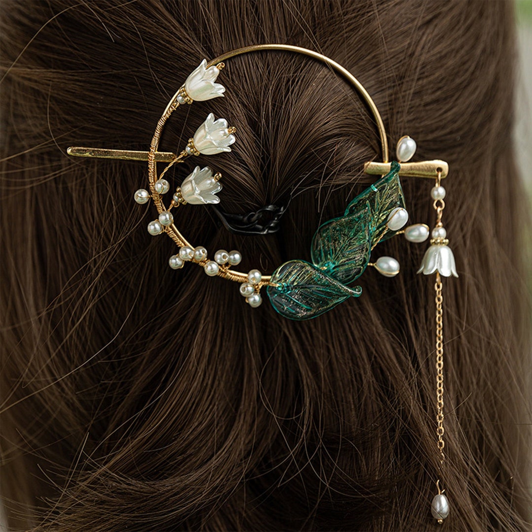 Flower Hairpin, Leaf Ring Hairpin, Vintage Hairpin,hanfu Hair ...