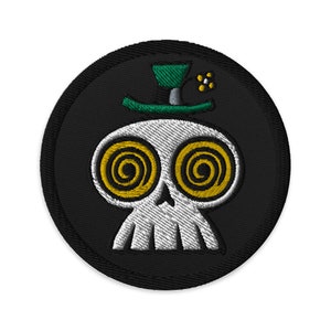 Psychic Skull - Geborduurde patch van 3 inch - Opvallend, hypnotiserend, leuk en spookachtig - Happy Ghost Productions