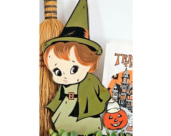 Vintage Halloween Witch Sign: Spooky Fall Mantel Decor