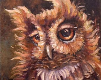 Great horned owl, Home decor, Art print from original oil painting, Owl portrait, Birds life, Cute gift, Wall art