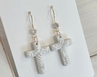 Clay Cross Earrings | Faith Earrings | Gift for Her | Cross Jewelry