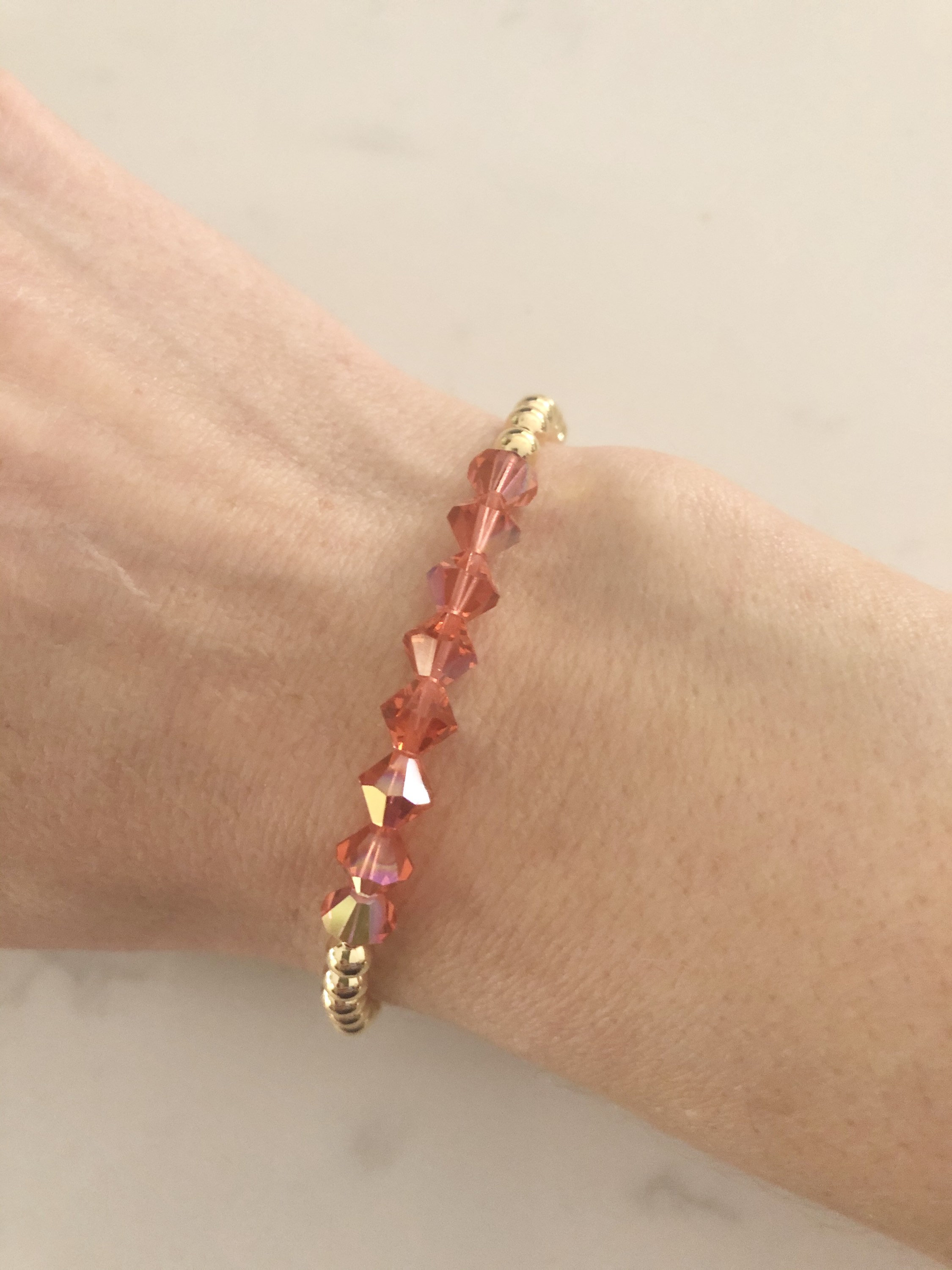 14k Gold & Swarovski Crystal Beaded Bracelet Gift for Her Valentine Bracelet Etsy.de