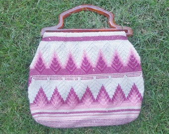 Vintage Funky Woven Sewing Bag Purse
