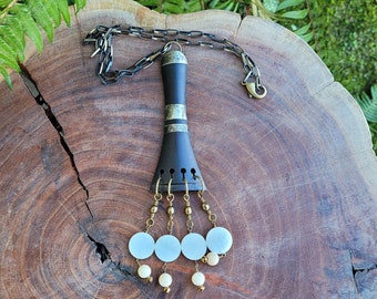 Recycled Violin Tailpiece Necklace with Beads