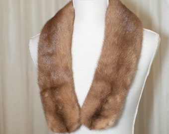 Vintage 1950's Luxurious Brown Mink Fur Collar with Clips / Tan / Markus / one size