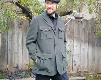 PENDLETON Military Style Green Wool Coat with removeable lining / size men's M