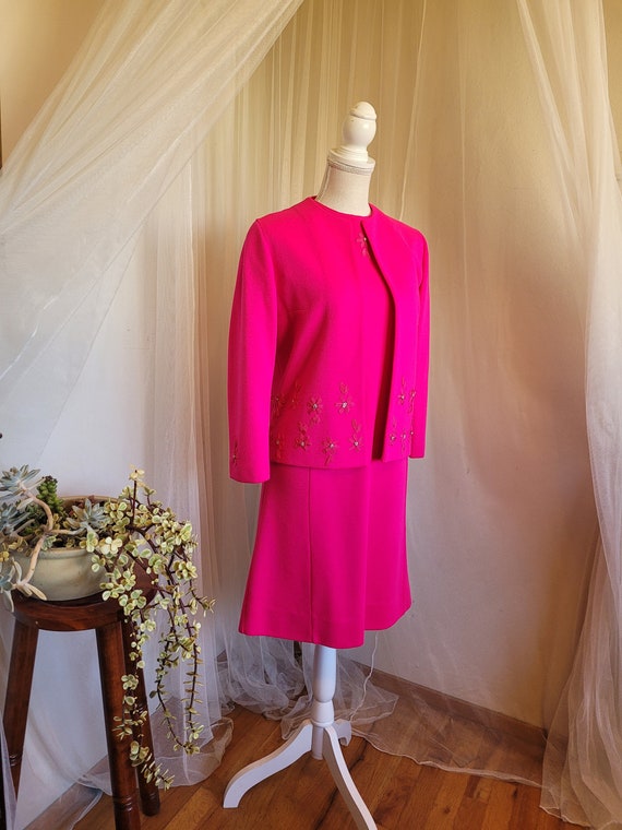 MOD 2piece Dress and Jacket in Hot Pink / Size 12 Large Etsy