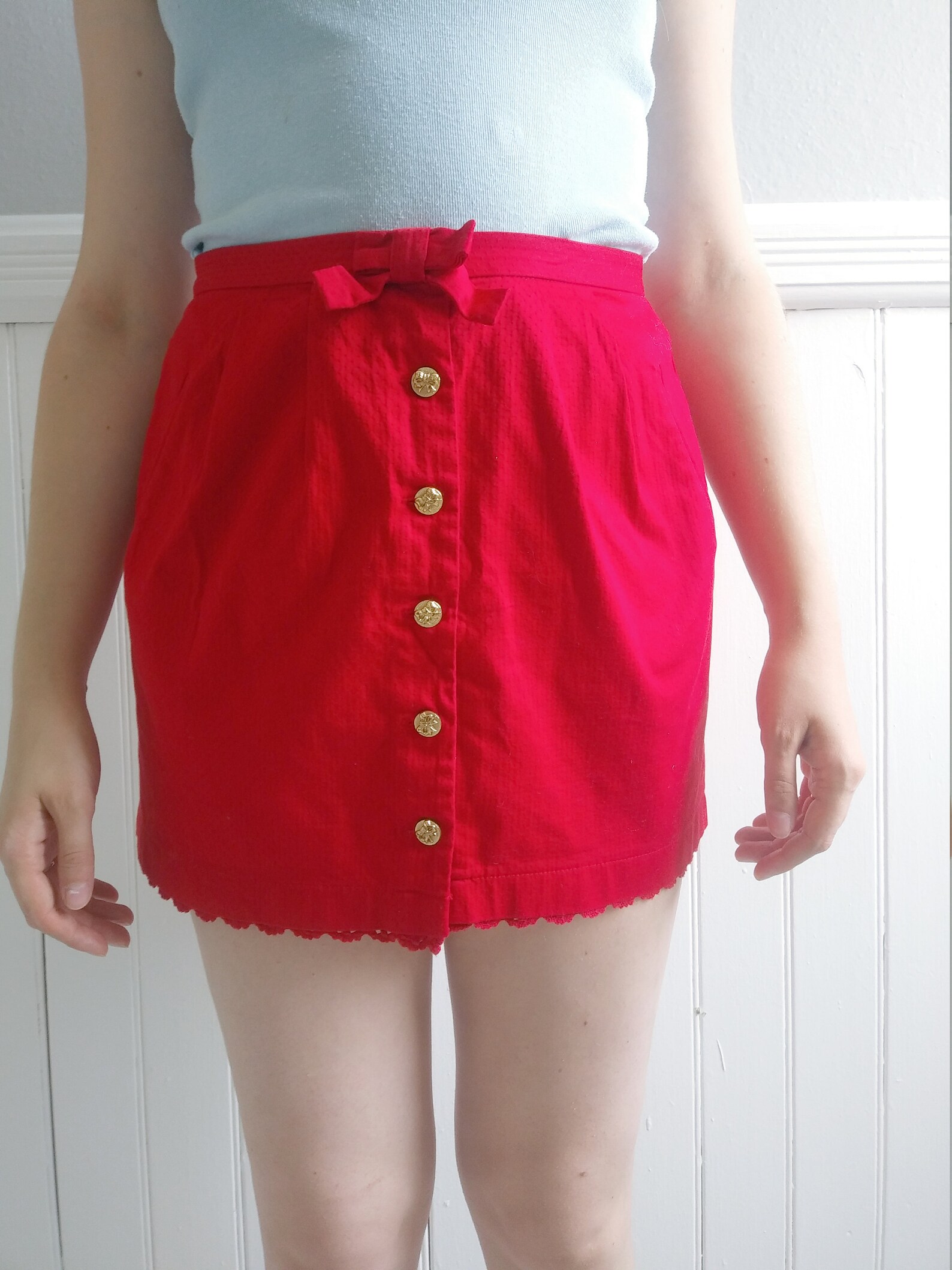 Cute red miniskirt with bows / top shop Etsy