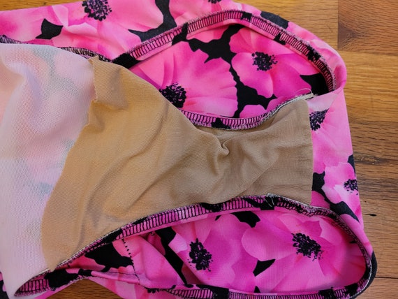 Hot Pink Poppies Vintage 1990's Swimsuit / Size M - image 9