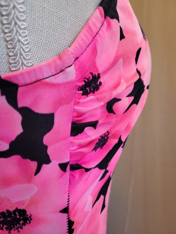 Hot Pink Poppies Vintage 1990's Swimsuit / Size M - image 6