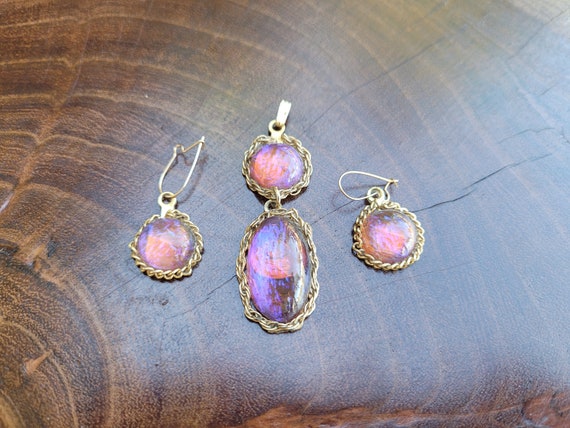 Dragon's Breath 1960's Earring and Pendant Set - image 2