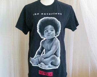 The Notorious B.I.G. Tribute T-shirt / black and white with red letters / retro vintage 90's inspired / Size M