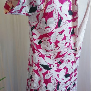 Vintage 80's Floral Silk Dress with puffy sleeves and bows image 8