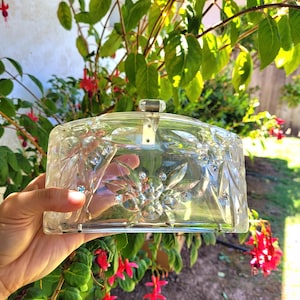 Vintage 1950&#39;s Clear Lucite Clutch with Rhinestones
