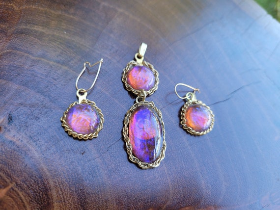 Dragon's Breath 1960's Earring and Pendant Set - image 1
