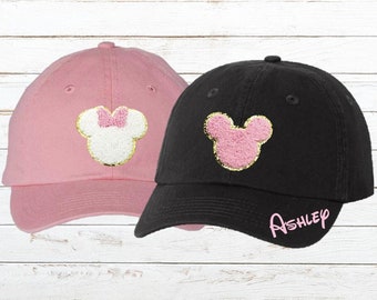 Mickey and Minnie Mouse Chenille Patch Kid/Youth Baseball Hat