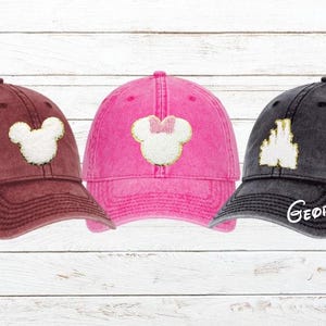 Mickey and Minnie Mouse Chenille Patch Adult Baseball Hat