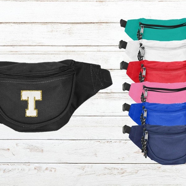 Kids, Youth and Adult Chenille Letter Patch Fanny Pack, Kids, Youth and Adult Shoulder Bag