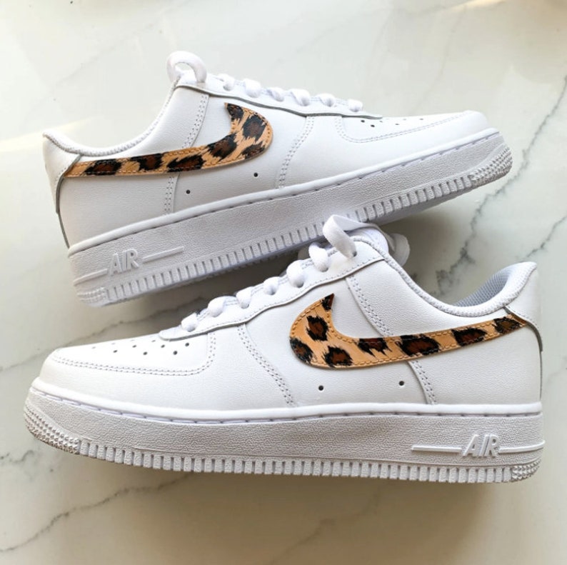 Leopard Print Fur Swoosh Nike Air Force 1 Custom | Etsy