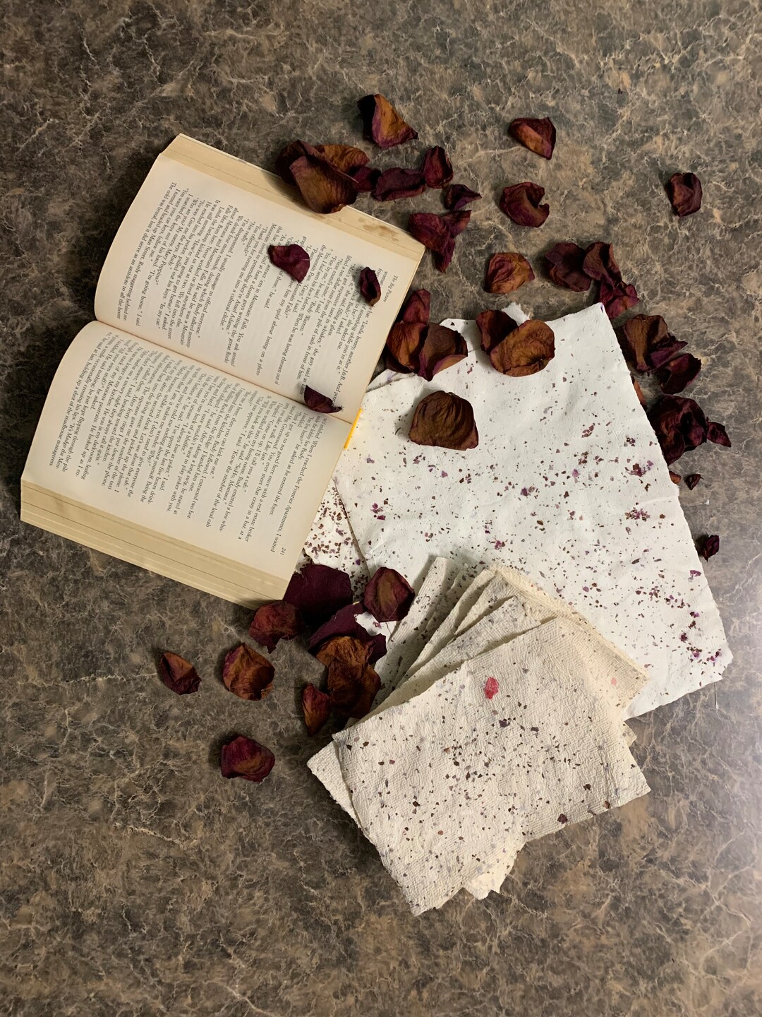 Handmade Dried Rose Petal Paper Etsy