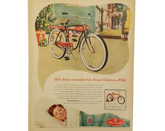 1953 AMF Roadmaster Luxury Liner Bicycle Vintage Print Ad Remember His Dream