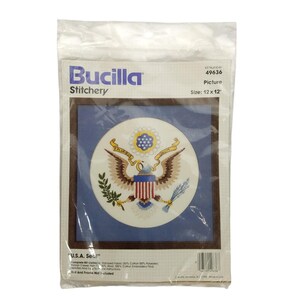 Bucilla Stitchery Kit 49636 USA Seal Crewel Embroidery 12&quot;x12&quot; Sealed
