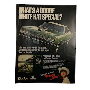 1969 Dodge Coronet Vintage Print Ad Whats A Dodge White Hat Special