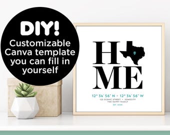 Texas HOME customizable Canva template printable art