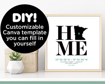 Minnesota HOME customizable Canva template printable art