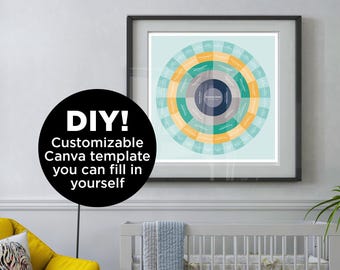Customize Canva Template Art DIY Baby Family Tree Genealogy Circle Chart Mother Father Child Grandparent Gift