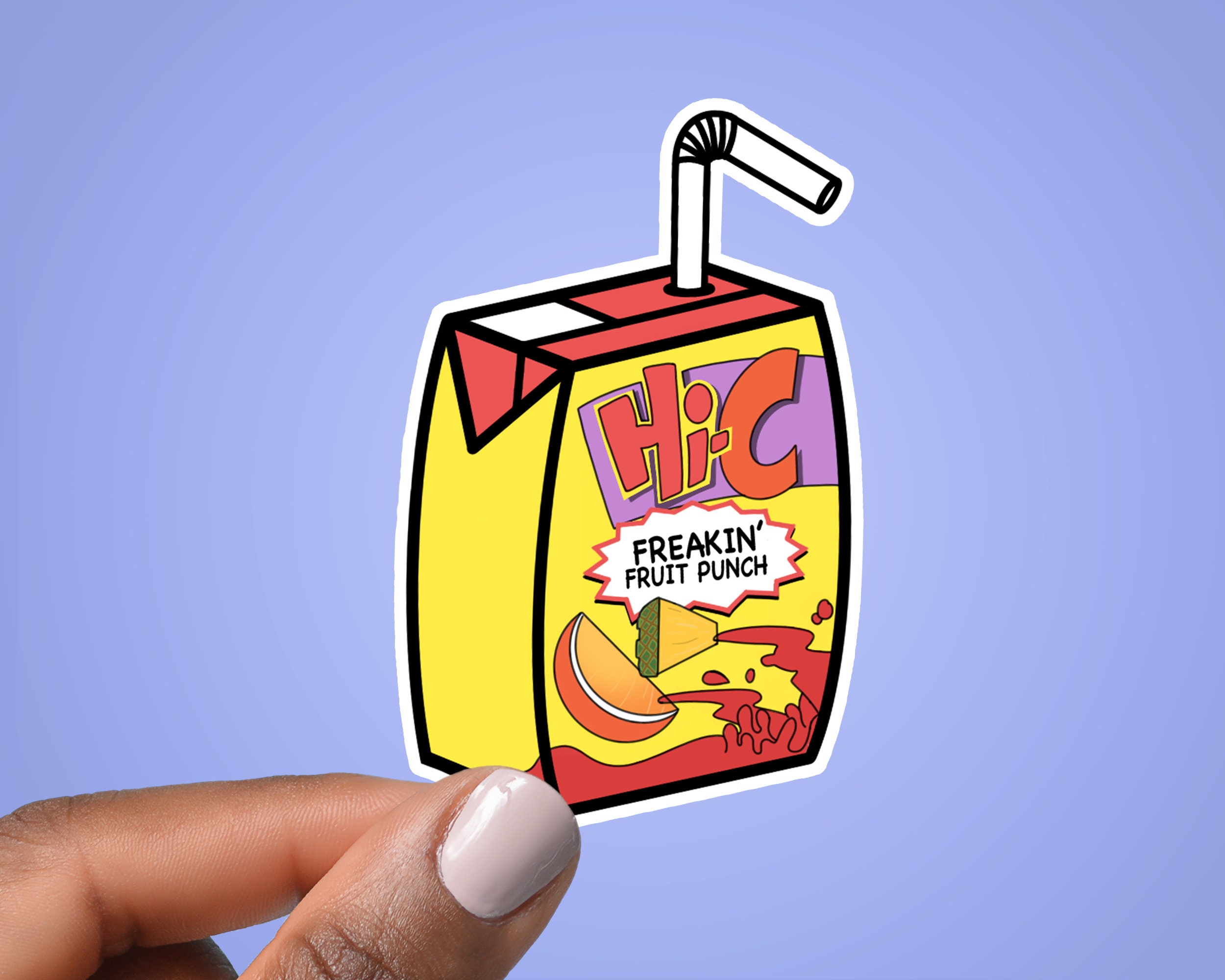 Fruit Punch Hic Juice Box Sticker, Glossy Waterproof Water Bottle