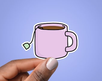 Tea Mug Sticker, Glossy Waterproof Water Bottle Sticker, Laptop Sticker, MacBook Sticker,  Best Friend Gift Sticker