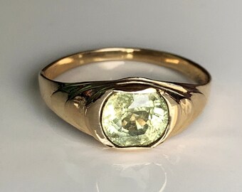Natural Unheated Yellow Sapphire Mens 14K gold ring engagement statement handmade ring beautiful vedic ring gift for your partner