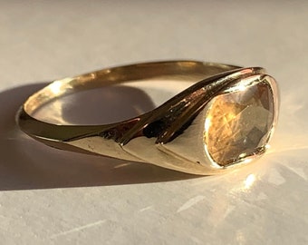 Natural Untreated Yellow Sapphire womens 14K gold ring engagement statement handmade ring beautiful gift for your women