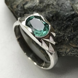 Natural VS Emerald 925 sterling silver handmade ring green gemstone mens statement promise ring for loved men