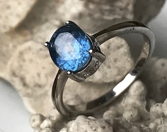 Natural Blue Sapphire 925 silver ring blue gemstone engagement promise or birthstone ring beautiful christmas gift for women