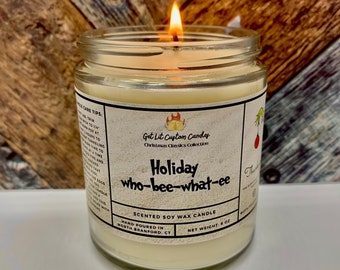 Vela de soja con frase de película clásica navideña