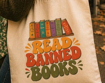 Bolso de tela Retro Read Banned Books / Bolso de biblioteca de lona para amantes de los libros