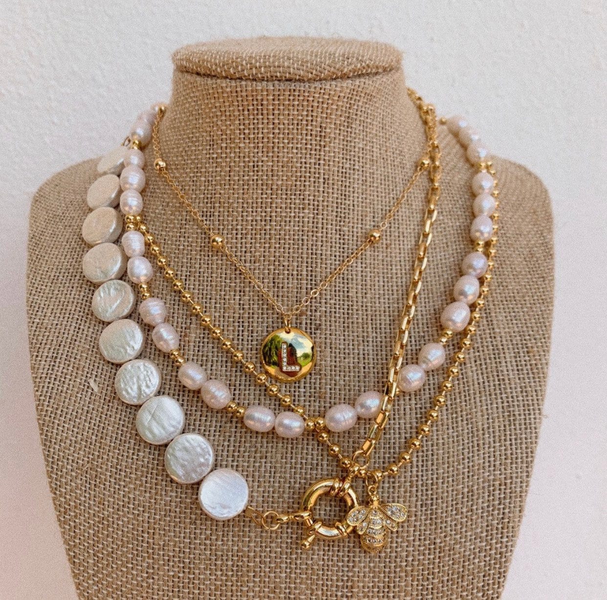 Pearl and Gold Bead Necklace - Etsy