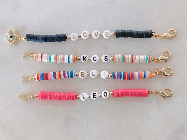 Flat Clay bead Keychain Etsy