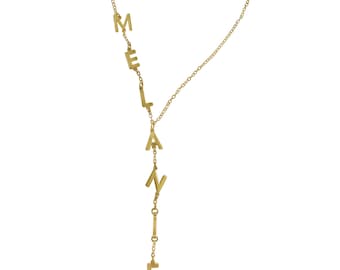 Personalized Name Lariat Necklace, Custom Y Initial Drop Necklace, Unique Initials Jewelry, Gift for Women, Bridesmaid Gifts, Name Necklace
