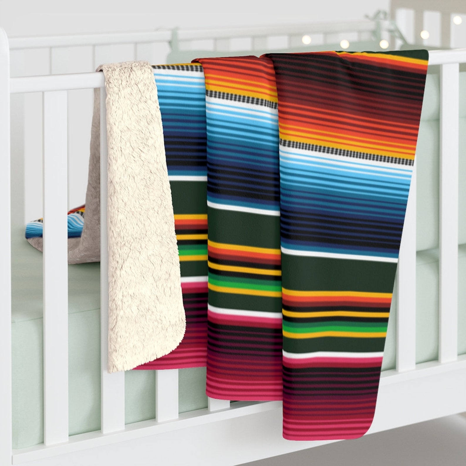 Mexican Serape Sherpa Fleece Blanket Sherpa Fleece Blanket Etsy