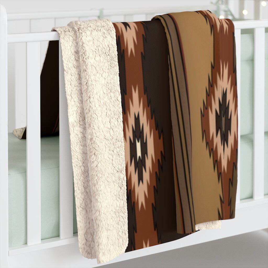 Navajo Sherpa Fleece Blanket Native American Bedding Etsy