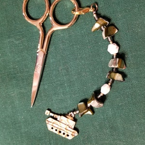 Beaded Scissor Fob with Army Charm