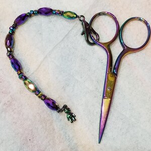 Beaded scissor Fob with space theme