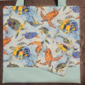 Zippered Project Bag with Sea Turtle Pattern Set