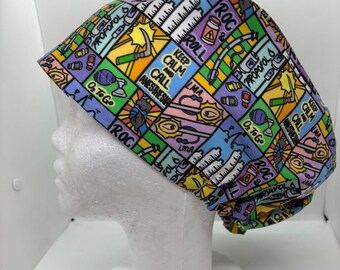 Euro style adjustable scrub hat featuring Anesthesia