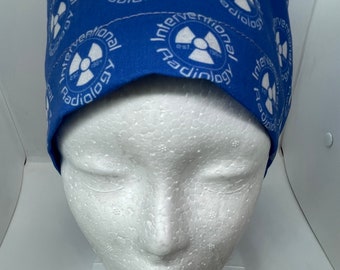 Euro Style Scrub Hat featuring Interventional Radiology for short hair, med blue