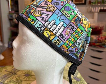 Skull style scrub cap featuring Anesthesia